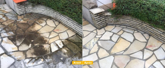 Nettoyage et démoussage de terrasse en pierre à Fréjus